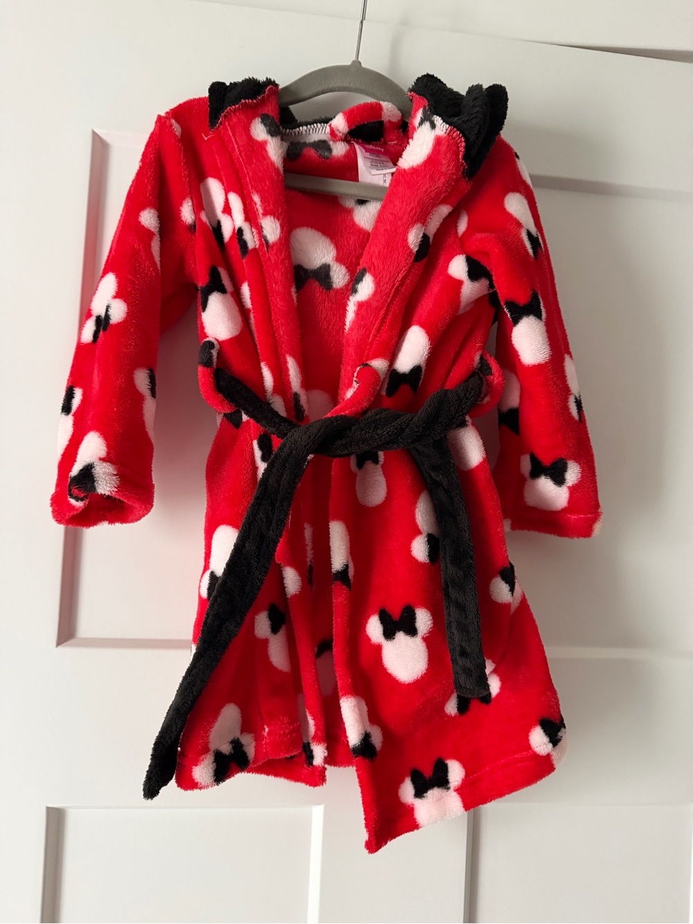 Disney Red Hooded Kids Robe with Minnie Bow Pattern